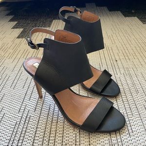 Halogen Strap Sandal Heel Black Leather Worn Once